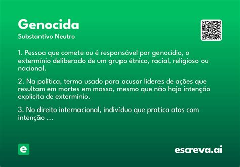 Genocida O Que Significa - Genocida - Significado e Sinônimo - escreva.ai