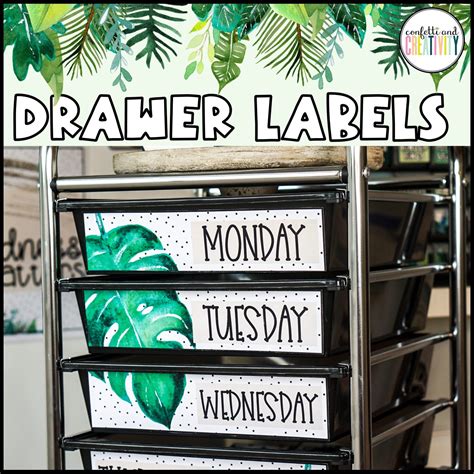 Tropical Editable 10 Drawer Cart Labels Confetti Creativity