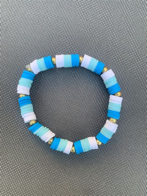 Preppy Vsco Blue Haven Clay Beaded Bracelet Etsy Uk Preppy Bracelets