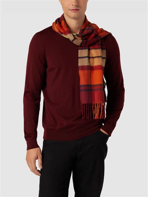 Christian Berg Men Schal Mit Tartan Karo Dunkel Orange Online Kaufen