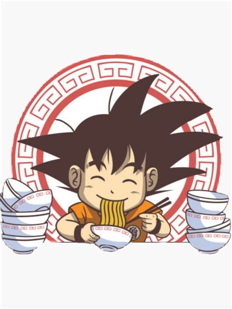 Little Goku Eating Noodles Classic Sticker By Rodriggislasdf Redbubble