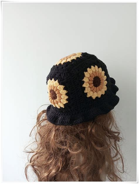 Crochet Bucket Hat Black Bucket Hat Bucket Hat Women Adult Etsy