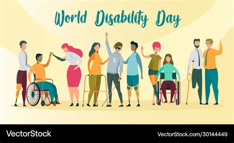 World Disability Day Banner Handicapped People Vector Image