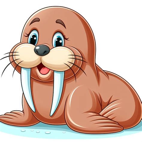 Premium Vector Cute Walrus Vector Cartoon Illustration