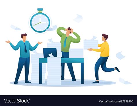 Stressful Situation Reporting Deadline Flat 2d Vector Image