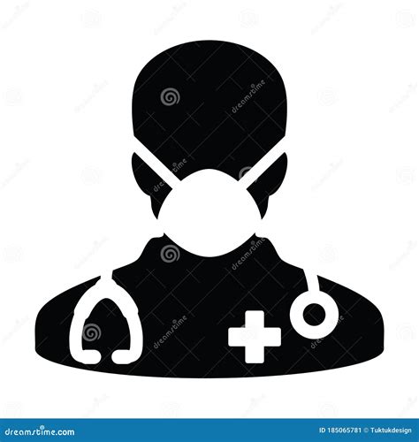 Doctor Icon Vector With Surgical Face Mask Male Person Profile Avatar