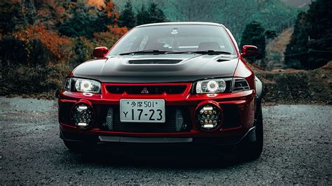 Mitsubishi Lancer Evolution Mitsubishi Car Red Black Front View