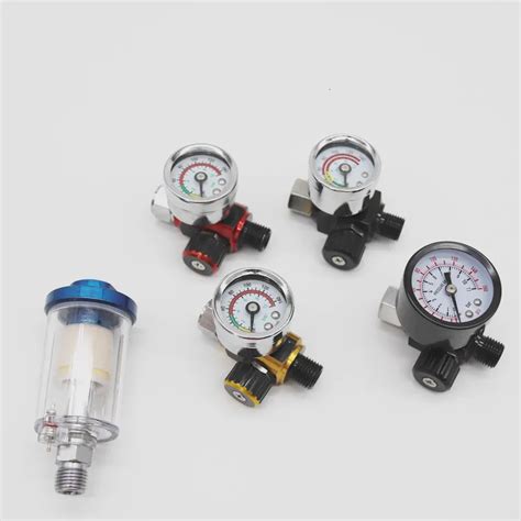 Pneumatic Air Filter Pressure Gauge With In Line Water Trap Filter Tool Adapter Hvlp Spray Gun