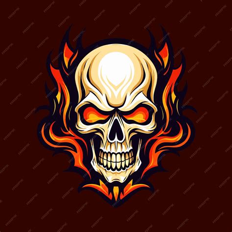 Premium Vector Flaming Skull Vector Clip Art Illustration