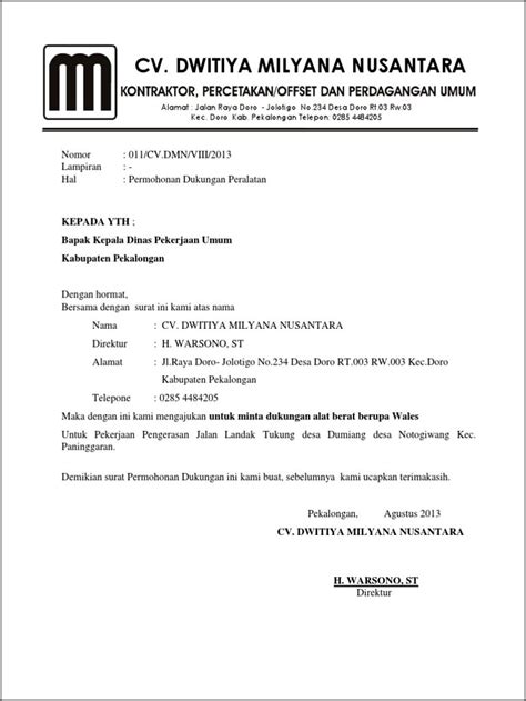 Contoh Surat Permohonan Sewa Alat Berat Surat Permohonan Desain
