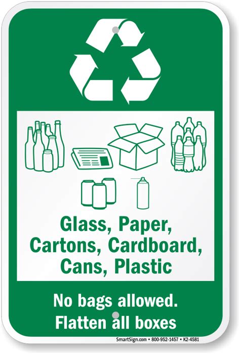 No Bags Allowed Flatten All Boxes Recycling Sign Sku K2 4581