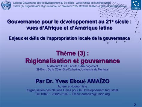 PPT Th è me 3 R é gionalisation et gouvernance Auditorium 1120