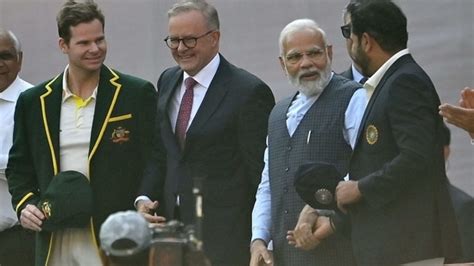 Pm Modi Australian Pm Albanese Arrive At Gujarat Stadium To Watch