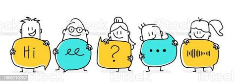 People Holding Speech Bubbles Stock Illustration Download Image Now