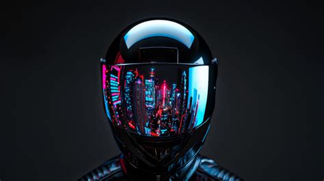 Futuristic Helmet With City Reflection Motorcycle Helmet Visor With