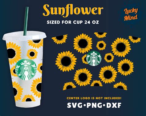 Sunflower Svg Full Wrap Starbucks Venti Cold Cup Oz Cut Files For