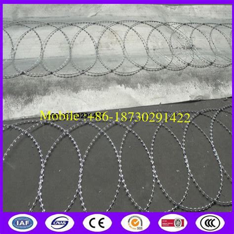 Hot Dip Galvanized Bto Flat Wrap Razor Wire On Fence Top