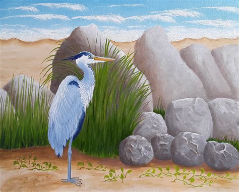 Great Blue Heron Oil Painting By Lora Vannoord | absolutearts.com