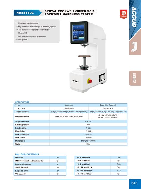 DIGITAL ROCKWELL SUPERFICIAL ROCKWELL HARDNESS TESTER ACCUD