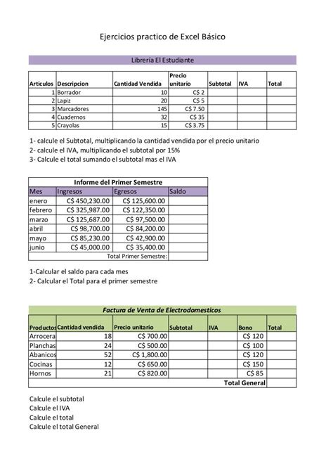 Ejercicios Practicos Basico De Excel