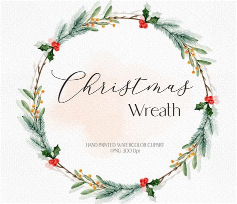 Christmas Clip Art Greenery Wreath PNG, Christmas Mistletoe Wreath ...