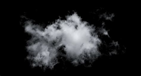 Nube Blanca Aislada Sobre Fondo Negro Textura Esponjosa Humo