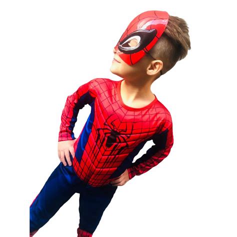 Fantasia Do Homem Aranha Longa Mascara E Enchimento Shopee Brasil