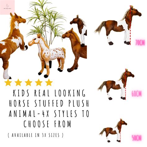 Kids Real Looking Horse Stuffed Plush Animal 4x Styles To Choose From