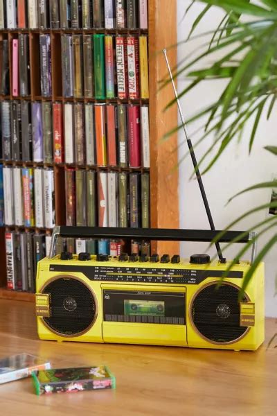 Uo Retro Yellow Wireless Boombox Speaker Urban Outfitters Canada