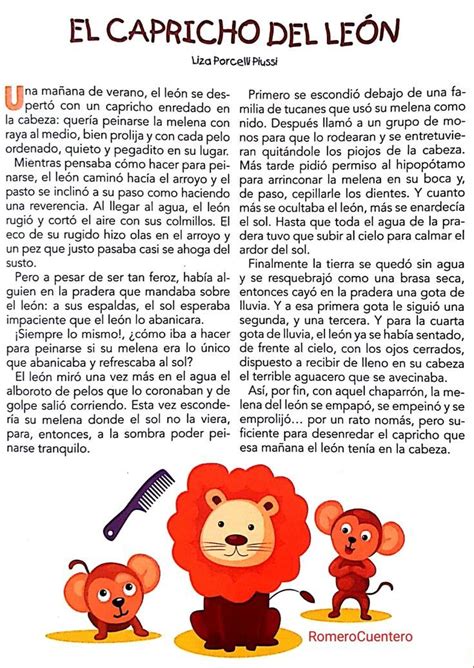 Cuento El Capricho Del Leon Minicuentos Para Ni Os Cuentos Para Mi