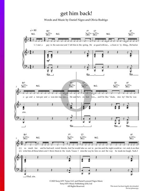 Get Him Back! (Olivia Rodrigo) Piano Sheet Music - OKTAV