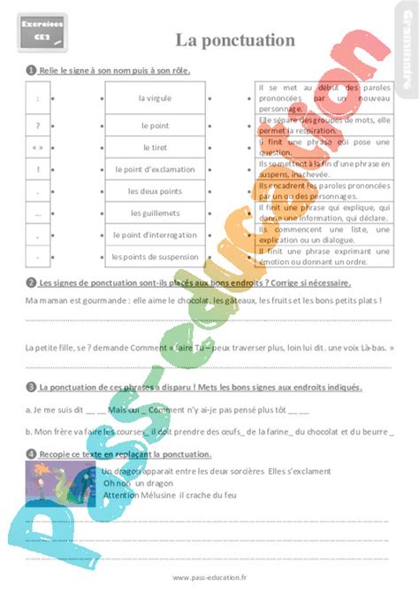 La Ponctuation Exercices R Visions Eme Primaire Pdf Imprimer