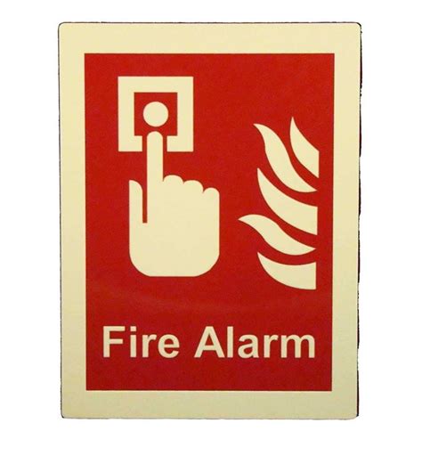 Fire Alarm Wording With Button Flames 8 X 6 Glow In The Dark Border Emergency Fire Safety