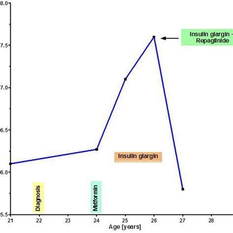 Individual Course Of Hba C In A Diabetic Patient Under Different