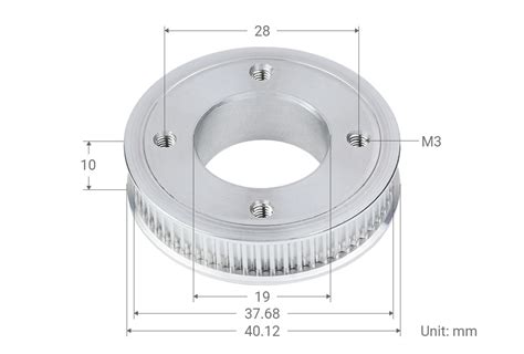 Gt Teeth Aluminum Timing Pulley Mm Center Bore Diameter With