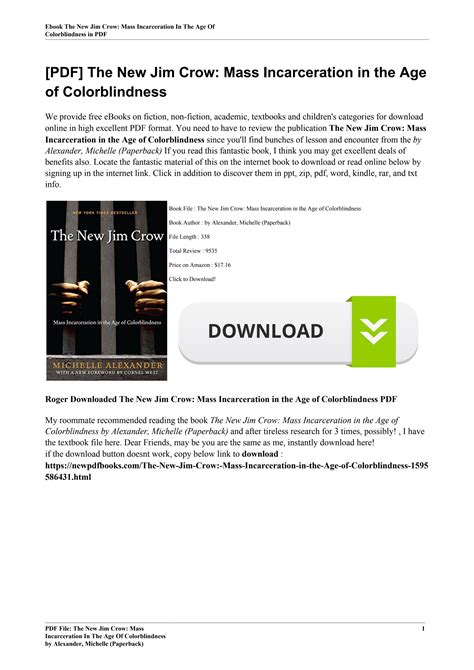 Books⚡️download ️ The New Jim Crow Mass Incarceration In The Age Of Colorblindness By Streich