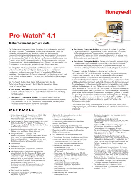 Pro Watch® 41 Honeywell Security