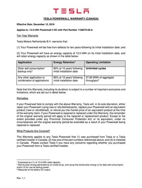 Fillable Online Tesla Powerwall Warranty Canada Fax Email Print