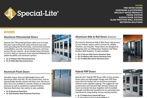 Special Lite Product Overview Doors Frames And Partitions Special