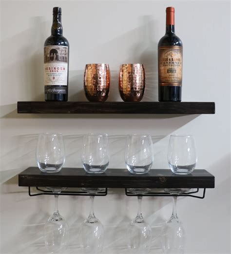 Modern Rustic Floating Wine Rack Shelf Wine And Liquor Etsy In 2021 Wine Rack Shelf Wine