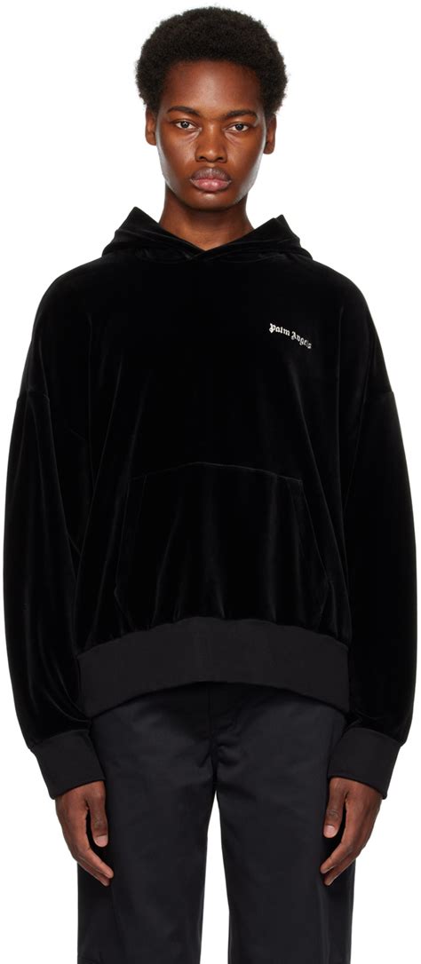 Palm Angels Black Embroidered Hoodie Palm Angels