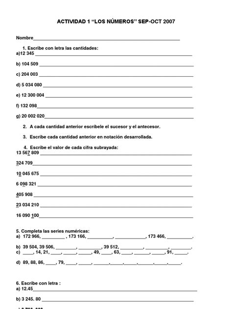 Actividades Y Ejercicios Sexto Grado