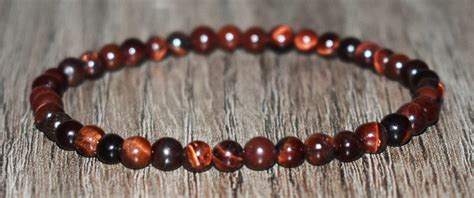 4mm Red Tiger Eye Bracelet For Women And Men Natural Crystal Etsy