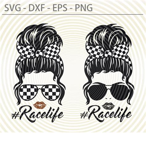 Messy Bun Race Life Svg Racing Svg Png Racing Flag Bandana Etsy Uk