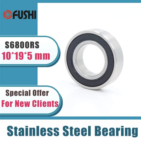 10PCS-S6800RS-Bearing-10-19-5-mm-ABEC-3-440C-Stainless-Steel-S-6800RS ...