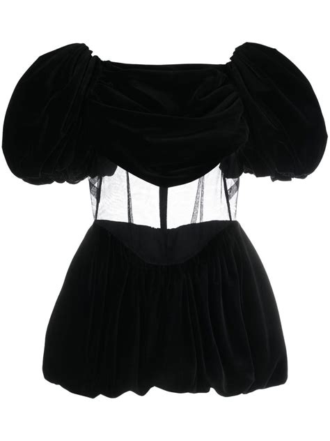 Simone Rocha Black Sculpted Puff Sleeve Mini Dress Modesens