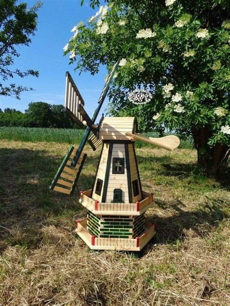 Große windmühle Gartenwindmühle 130 cm zweistöckig MIT 2 BALKONEN