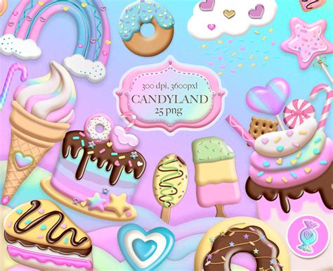 Candyland Clipart Candy And Sweets Png Pastel Sweet Clip Etsy