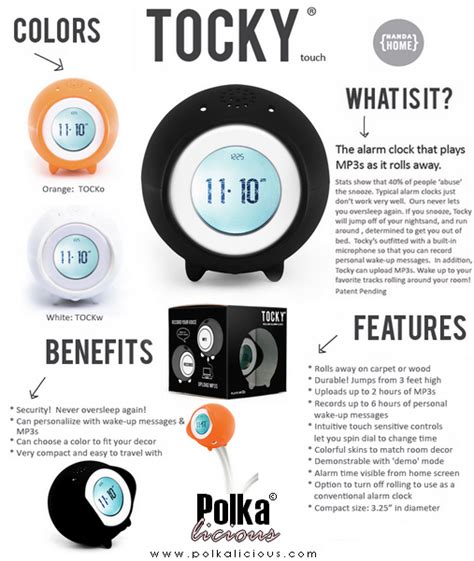 Tocky® Rolling Mp3 Alarm Clock Polkalicious©