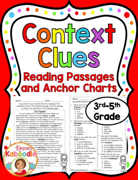 This No Prep Easy To Use Context Clues Reading Passages Product Offers Print And Go Common